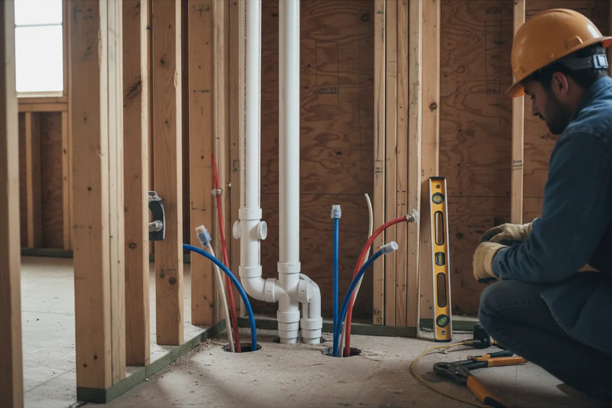 Drain and supply rough-in during Sump Pump Repair in Hammett